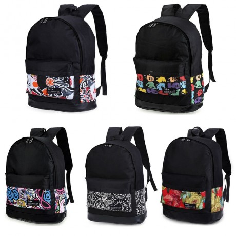 VINTAGE PRINT CANVAS PORTABLE BACKPACK FOR WOMEN (WHITE)