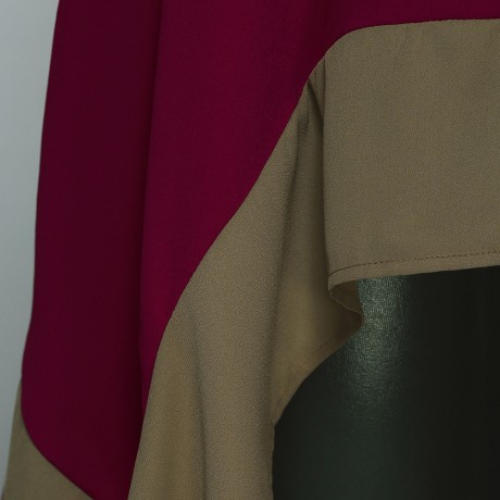 PLUS SIZE FLARE SLEEVE ASYMMETRICAL BLOUSE (WINE RED, SIZE XL/2XL/3XL/4XL/5XL)