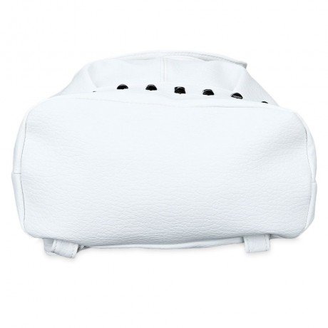 TRENDY RIVET PLAID BUCKET SHAPE DRAWSTRING PORTABLE BACKPACK FOR WOMEN (WHITE)