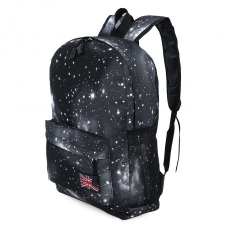 BRILLIANT COSMOS PRINT UNISEX SCHOOL SHOPPING TRAVEL PORTABLE BACKPACK (BLACK)