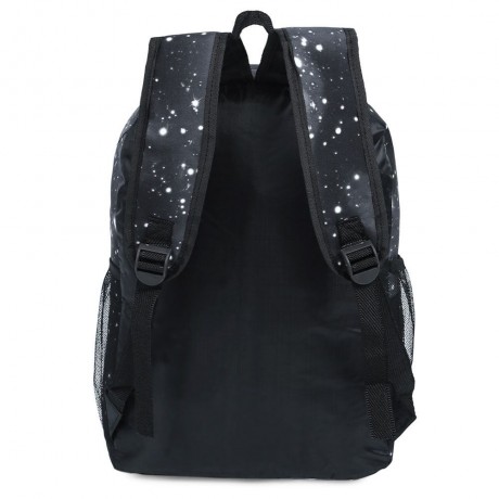 BRILLIANT COSMOS PRINT UNISEX SCHOOL SHOPPING TRAVEL PORTABLE BACKPACK (BLACK)