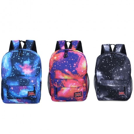 BRILLIANT COSMOS PRINT UNISEX SCHOOL SHOPPING TRAVEL PORTABLE BACKPACK (BLACK)