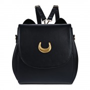 CUTE WOMEN MOON RIVET EMBELLISHMENT TOTE HANDBAG SHOULDER MESSENGER BAG BACKPACK (BLACK)