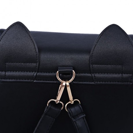 CUTE WOMEN MOON RIVET EMBELLISHMENT TOTE HANDBAG SHOULDER MESSENGER BAG BACKPACK (BLACK)