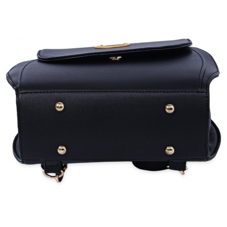 CUTE WOMEN MOON RIVET EMBELLISHMENT TOTE HANDBAG SHOULDER MESSENGER BAG BACKPACK (BLACK)