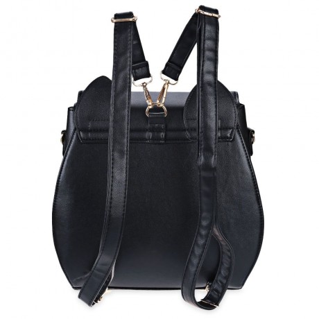 CUTE WOMEN MOON RIVET EMBELLISHMENT TOTE HANDBAG SHOULDER MESSENGER BAG BACKPACK (BLACK)