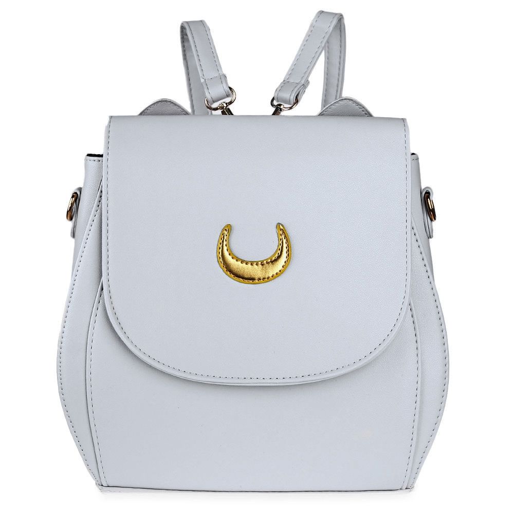 CUTE WOMEN MOON RIVET EMBELLISHMENT TOTE HANDBAG SHOULDER MESSENGER BAG BACKPACK (GRAY)