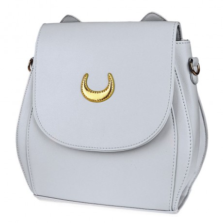 CUTE WOMEN MOON RIVET EMBELLISHMENT TOTE HANDBAG SHOULDER MESSENGER BAG BACKPACK (GRAY)