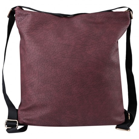 SOLID COLOR MAGNETIC ZIPPER PU LEATHER TRAVEL SHOPPING SCHOOL SHOULDER GIRL BAG (RED VIOLE