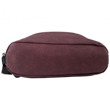 SOLID COLOR MAGNETIC ZIPPER PU LEATHER TRAVEL SHOPPING SCHOOL SHOULDER GIRL BAG (RED VIOLE