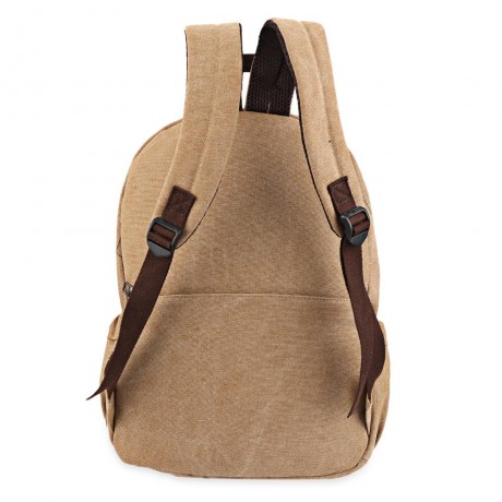 FASHION RETRO BACKPACK RUCKSACK LAPTOP SHOULDER TRAVEL CAMPING BAG (KHAKI)