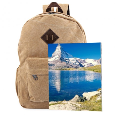 FASHION RETRO BACKPACK RUCKSACK LAPTOP SHOULDER TRAVEL CAMPING BAG (KHAKI)