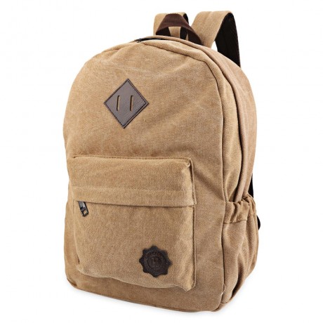 FASHION RETRO BACKPACK RUCKSACK LAPTOP SHOULDER TRAVEL CAMPING BAG (KHAKI)