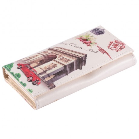 CHIC SCRAWL PRINTED BUTTON DESIGN WOMEN WALLET