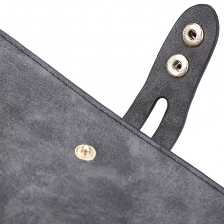 UMBRELLA TASSEL SOLID COLOR LETTER DUAL SNAP FASTENERS LONG CLUTCH WALLET FOR WOMEN (BLACK