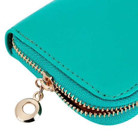 BOWKNOT RIVET DETACHABLE STRAP WRIST CLUTCH WALLET (LIGHT BLUE)