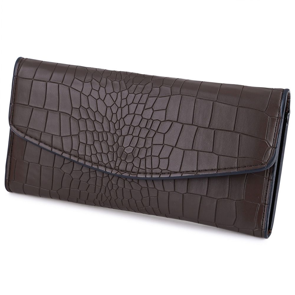CROCODILE PATTERN LONG WALLET (COFFEE)
