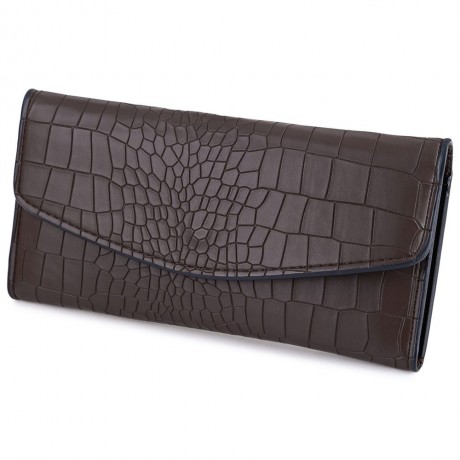 CROCODILE PATTERN LONG WALLET (COFFEE)