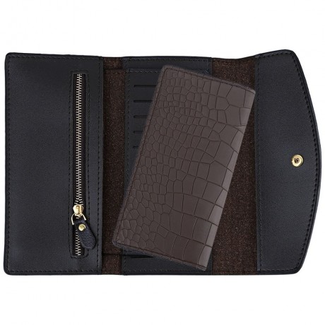 CROCODILE PATTERN LONG WALLET (COFFEE)