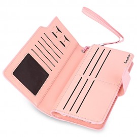 STYLISH PURE COLOR WALLET CARD HOLDER (PINK)