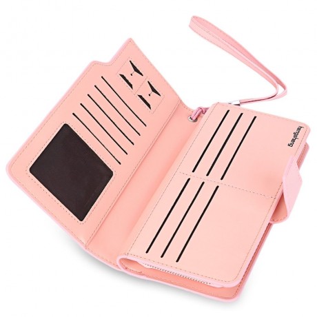 STYLISH PURE COLOR WALLET CARD HOLDER (PINK)