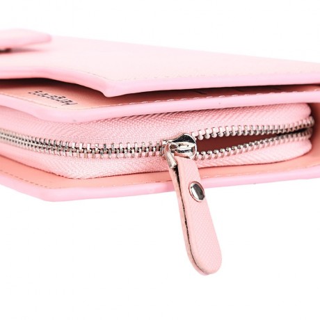 STYLISH PURE COLOR WALLET CARD HOLDER (PINK)
