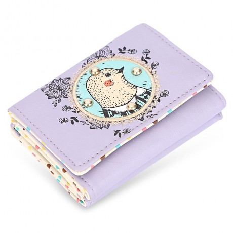 CUTE ANIMAL CARTOON WOODCHUCK DESIGN SHORT CLUTCH WALLET (LIGHT PURPLE)