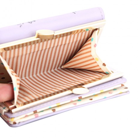 CUTE ANIMAL CARTOON WOODCHUCK DESIGN SHORT CLUTCH WALLET (LIGHT PURPLE)