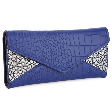 CROCODILE PATTERN WALLET FOR WOMEN WITH MINI BAG (BLUE)