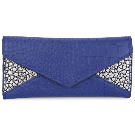 CROCODILE PATTERN WALLET FOR WOMEN WITH MINI BAG (BLUE)