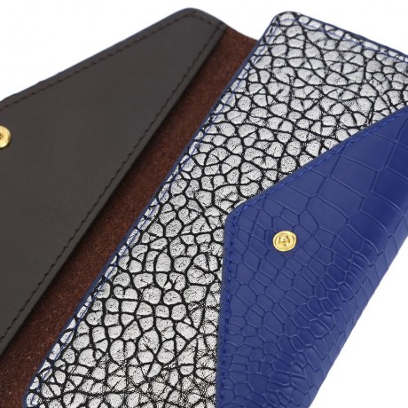 CROCODILE PATTERN WALLET FOR WOMEN WITH MINI BAG (BLUE)