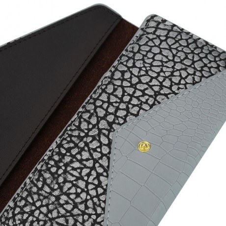 CROCODILE PATTERN WALLET FOR WOMEN WITH MINI BAG (GRAY)