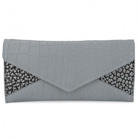 CROCODILE PATTERN WALLET FOR WOMEN WITH MINI BAG (GRAY)