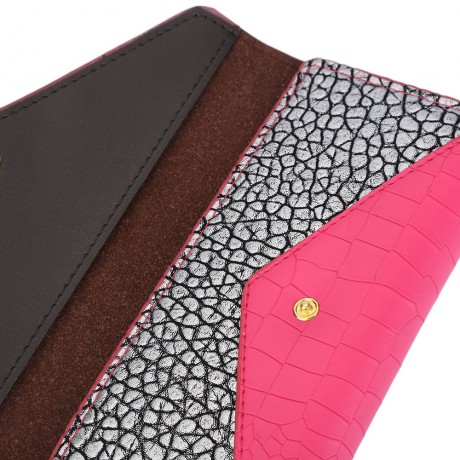 CROCODILE PATTERN WALLET FOR WOMEN WITH MINI BAG (ROSE RED)