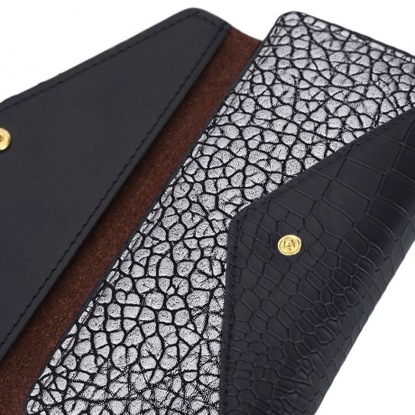 CROCODILE PATTERN WALLET FOR WOMEN WITH MINI BAG (BLACK)