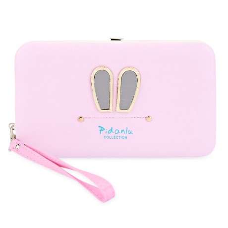 PIDANLU FASHION LONG PHONE BAG MULTI-FUNCTIONAL CUTE RABBIT EAR LADIES WALLET (LIGHT PURPL