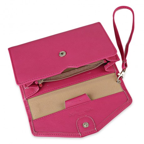 STYLISH PU ENVELOPE CLUTCH FOR WOMEN (ROSE RED)