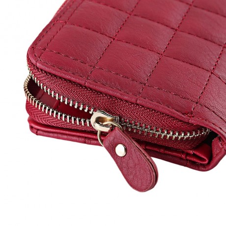 FASHIONABLE GRID DESIGN MINI PURSE FOR WOMEN (RED)