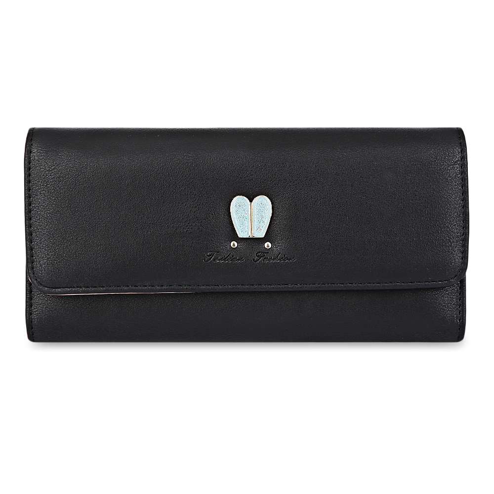 RABBIT EAR PATTERN SUCTION BUTTON DESIGN MULTICARD BIT WRIST CLUTCH CARD HOLDER WALLET (BL