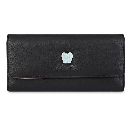 RABBIT EAR PATTERN SUCTION BUTTON DESIGN MULTICARD BIT WRIST CLUTCH CARD HOLDER WALLET (BL