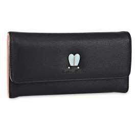 RABBIT EAR PATTERN SUCTION BUTTON DESIGN MULTICARD BIT WRIST CLUTCH CARD HOLDER WALLET (BL