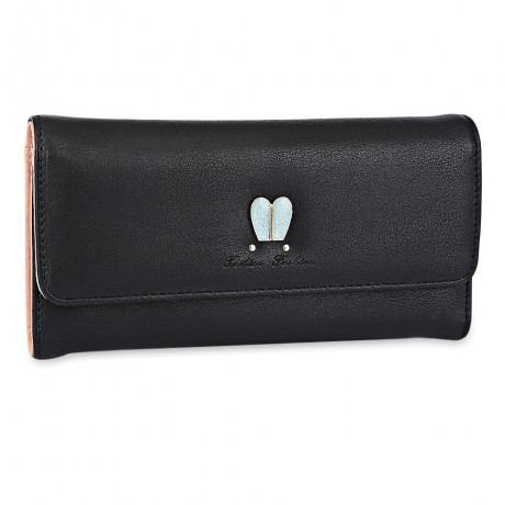 RABBIT EAR PATTERN SUCTION BUTTON DESIGN MULTICARD BIT WRIST CLUTCH CARD HOLDER WALLET (BL