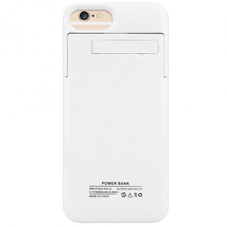 4000MAH BACKUP BATTERY EXTERNAL POWER BANK CHARGER CASE WITH KICKSTAND (WHITE)