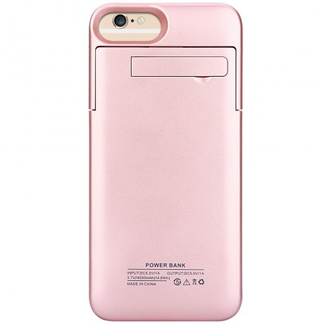 4000MAH BACKUP BATTERY EXTERNAL POWER BANK CHARGER CASE WITH KICKSTAND (ROSE GOLD)