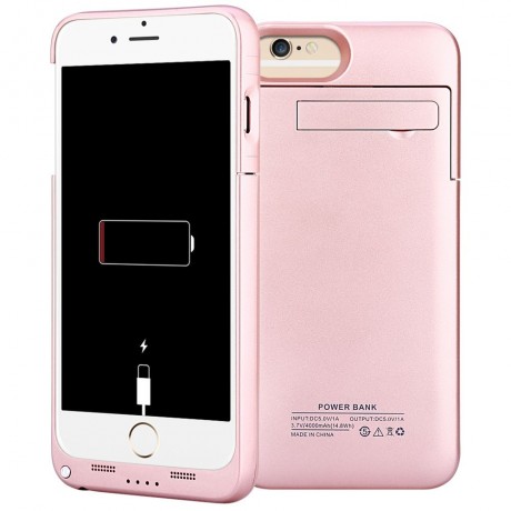 4000MAH BACKUP BATTERY EXTERNAL POWER BANK CHARGER CASE WITH KICKSTAND (ROSE GOLD)