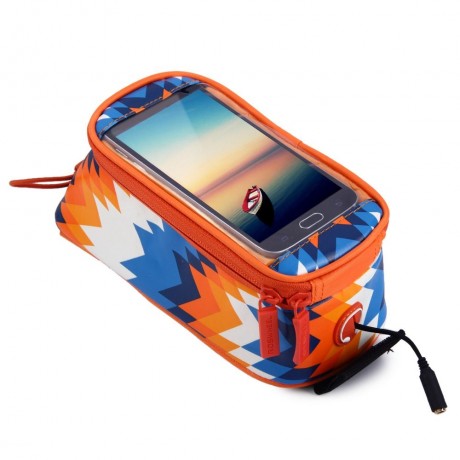 ROSWHEEL 4.8 INCH TOUCH SCREEN BICYCLE FRONT TUBE PHONE BAG HOLDER HANDLEBAR POUCH (ORANGE