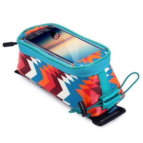 ROSWHEEL 4.8 INCH TOUCH SCREEN BICYCLE FRONT TUBE PHONE BAG HOLDER HANDLEBAR POUCH (AZURE)