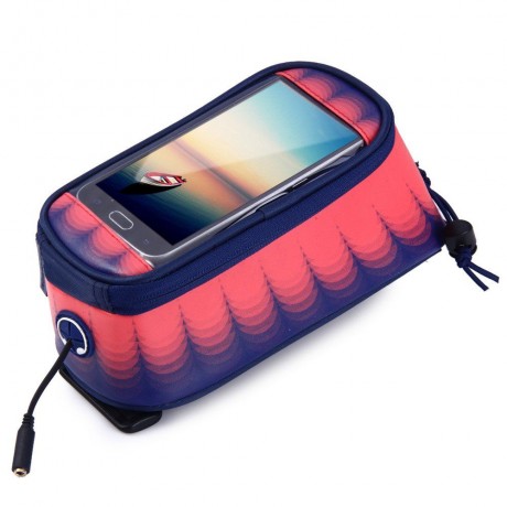 ROSWHEEL 4.8 INCH TOUCH SCREEN BICYCLE FRONT TUBE PHONE BAG HOLDER HANDLEBAR POUCH (BLUE A