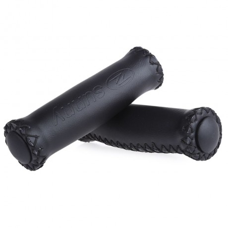 2PCS BIKE SOFT LEATHER HANDMADE HANDLEBAR GRIP BICYCLE ACCESSORIES (BLACK)