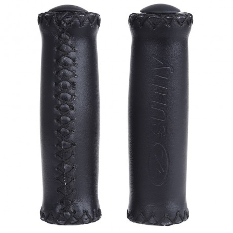 2PCS BIKE SOFT LEATHER HANDMADE HANDLEBAR GRIP BICYCLE ACCESSORIES (BLACK)